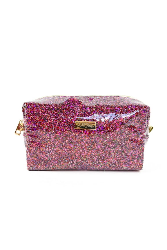Glitz & Glam Pink Glitter Cosmetic Bag, 8"L x 4.5"H x 3"W Model PP436-G2