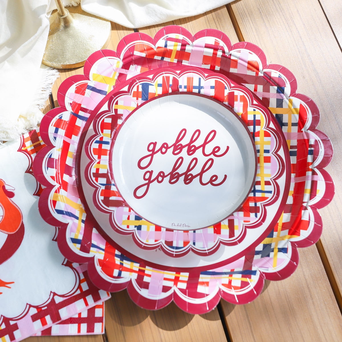 Packed Party "Gobble Gobble" 8" 10 ct. Disposable Dessert Plates
