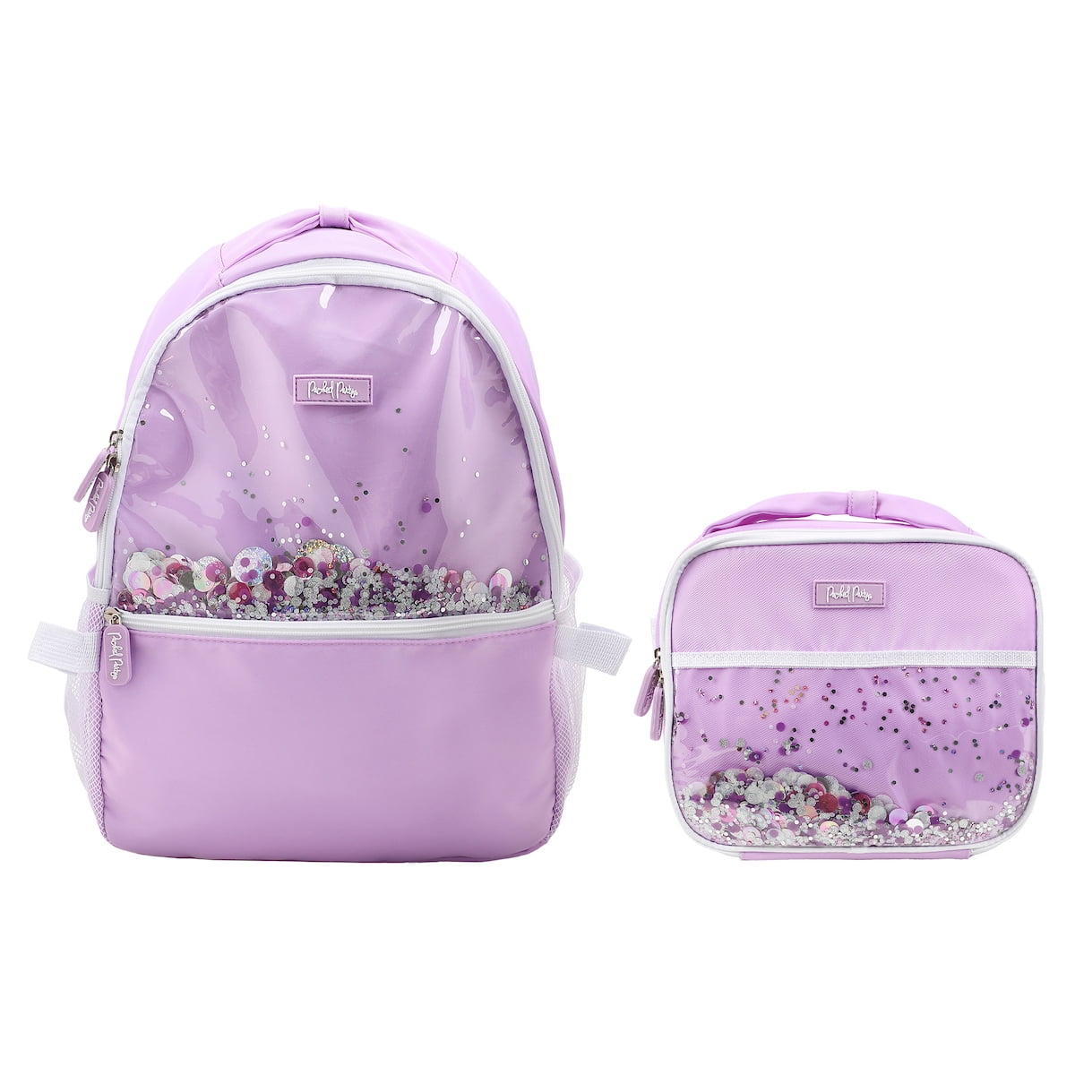 Packed Party Gold Confetti Purple 17" Backpack With Matching Insulated Lunchbox
