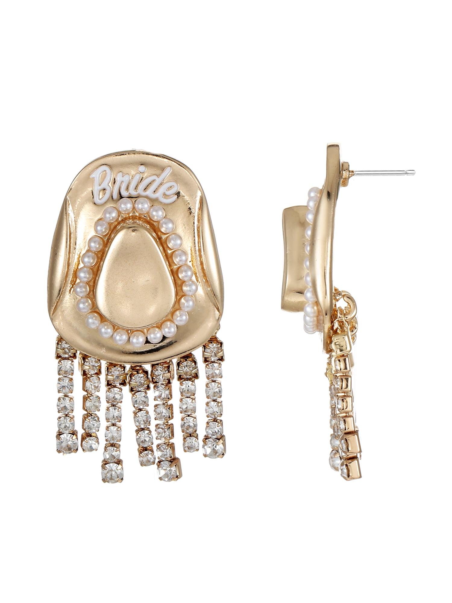 Gold Western Hat Earrings, 1 Pair