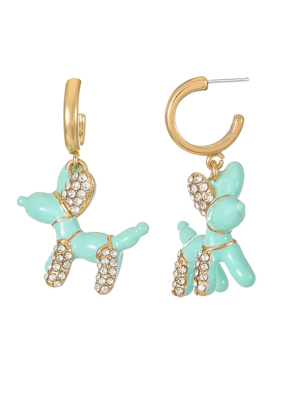 Gold and Mint Balloon Animal Hoops, 1 Pair