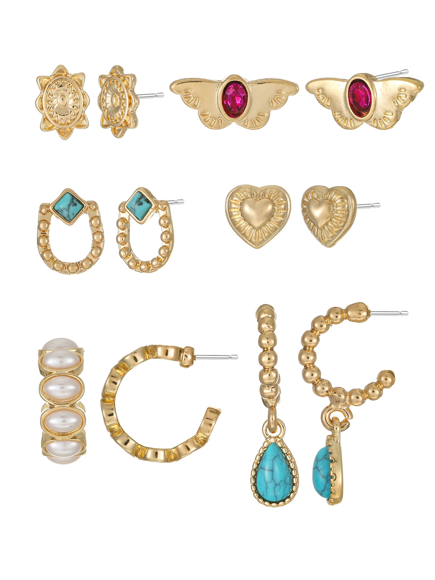 Golden Glow 6-Piece Earring Set