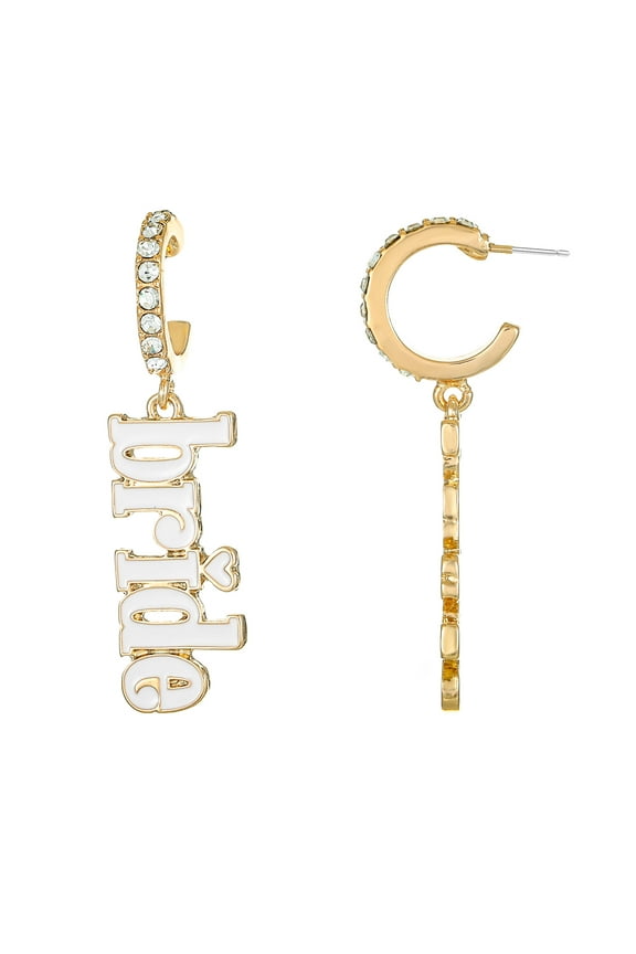 Goldtone Bride Earrings, Bridal Theme, 1 Pair