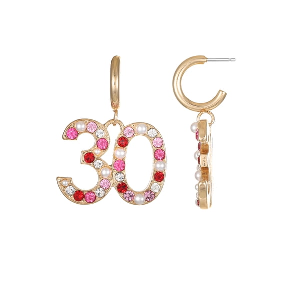 Packed Party Goldtone Celebrate "30" Earrings, 1 Pair