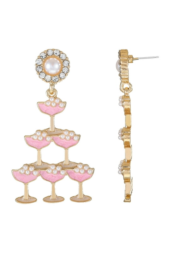 Goldtone Cheers Dears Earrings, Female, Bridal Theme, 1 Pair