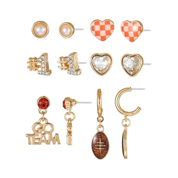 Packed Party Goldtone Game Day Earring Set, Female, 6 Pairs
