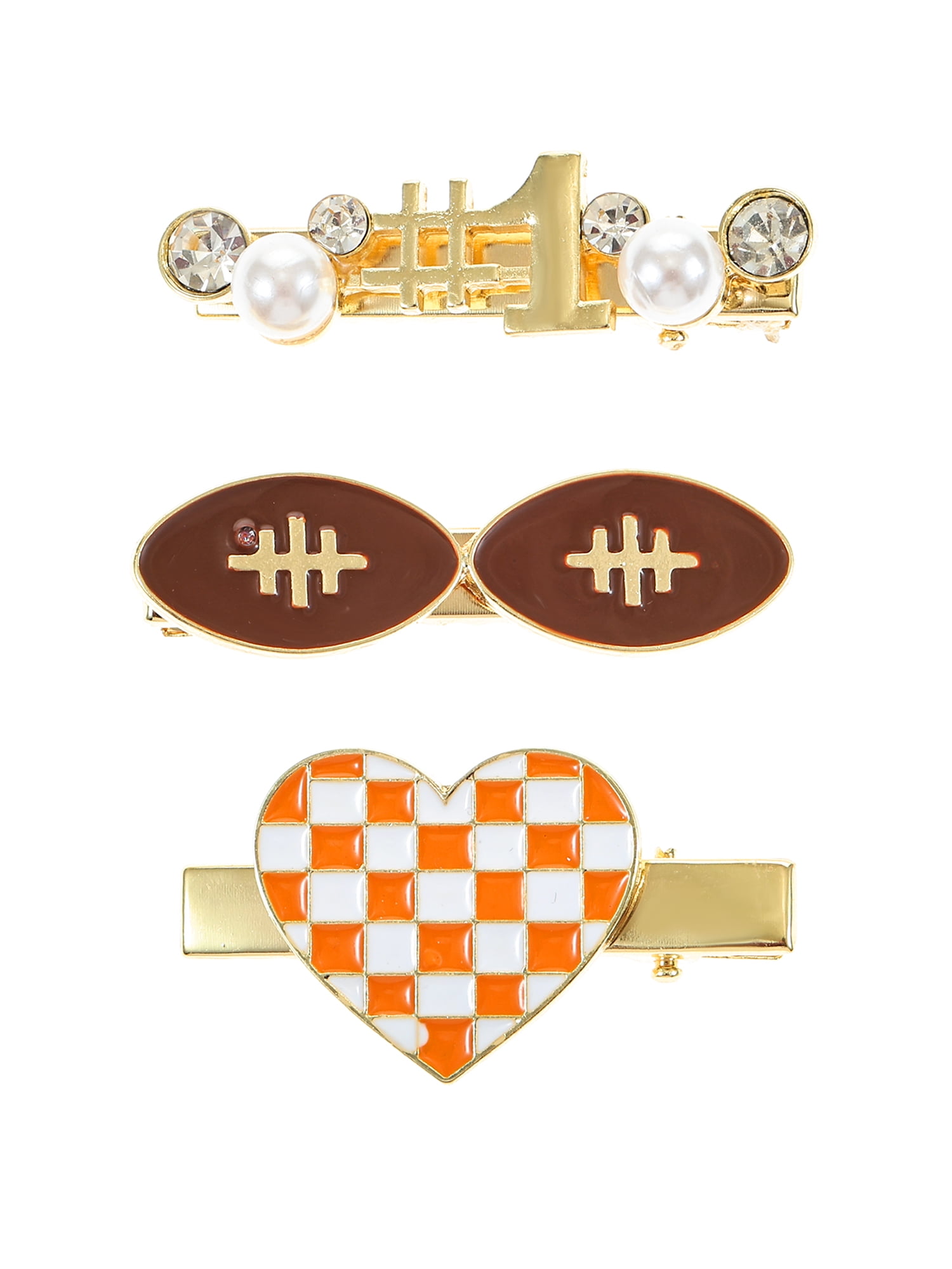 Packed Party Goldtone Go Team Hair Clip Set, Female, 3 Pieces