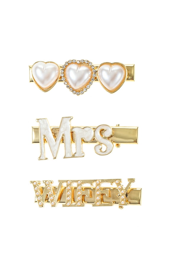 Goldtone Wifey for Lifey Hair Clip Set, 3 Pieces