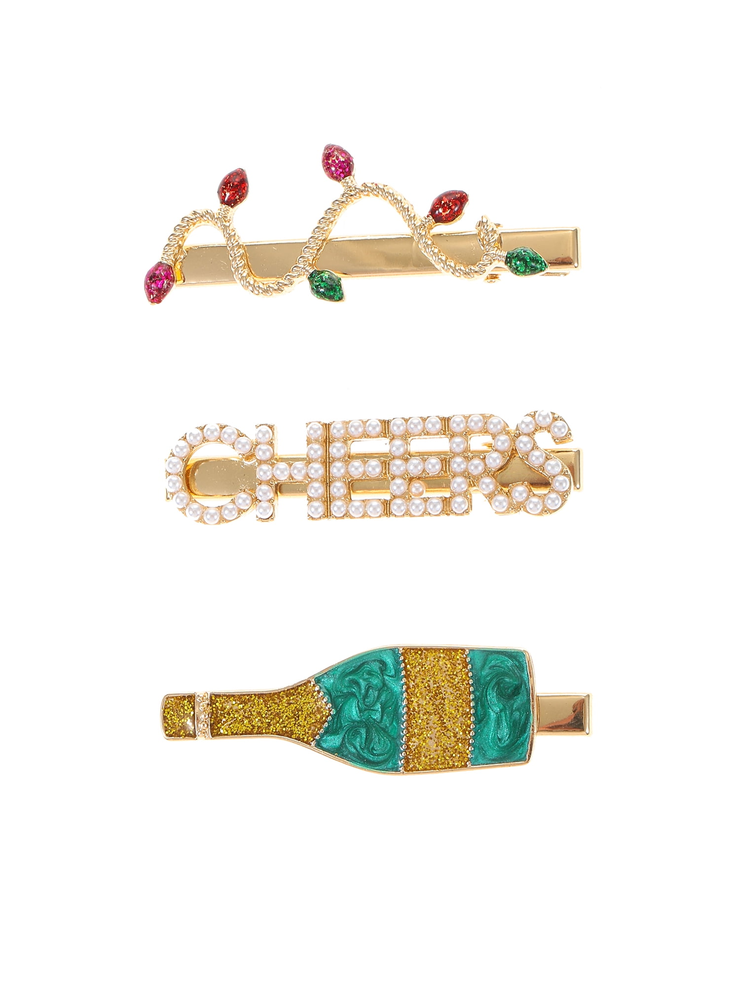 Packed Party Holiday Cheers Hair Clips, Set of 3