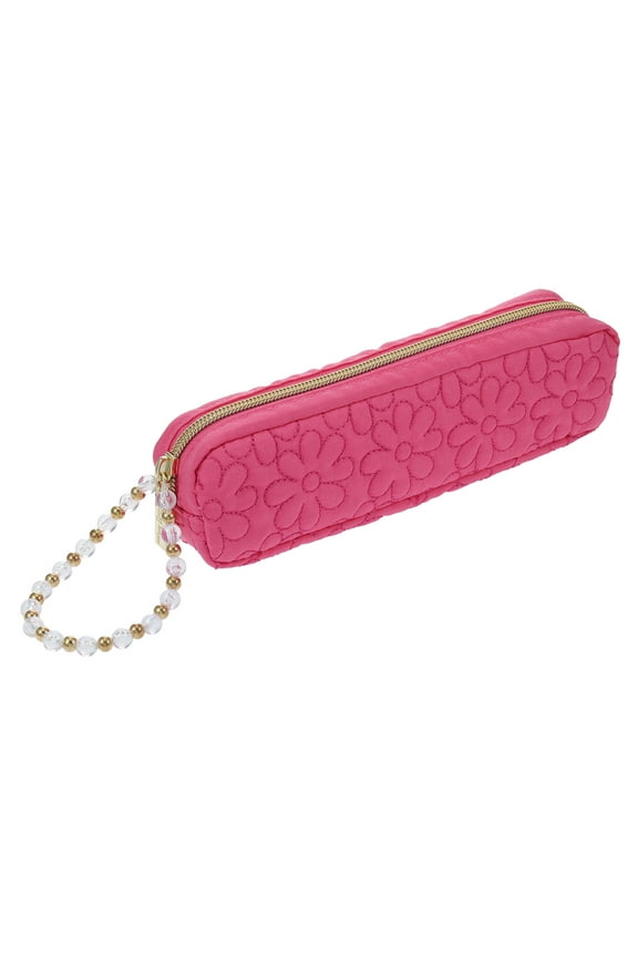 In Full Bloom Quilted Pencil Pouch, Pink