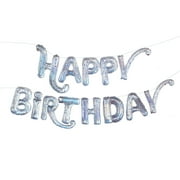 Packed Party Iridescent Happy Birthday Mylar Balloon Banner, 19.6 ft, 0.5 lbs