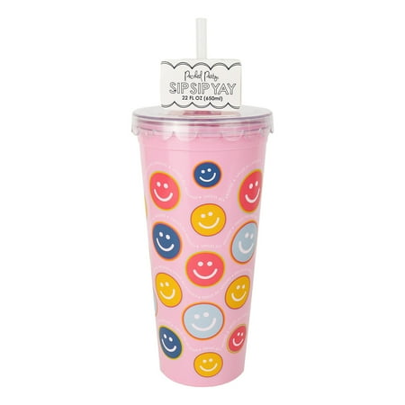 Packed Party "It's All Smiles" 22 oz BPA Free Plastic Tumbler, Everyday