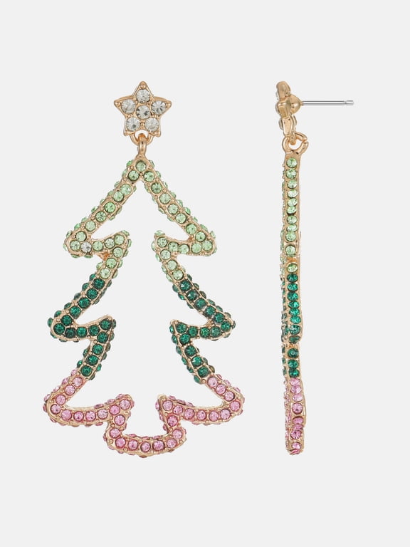 Jeweled Christmas Tree Earrings, 1 Pair