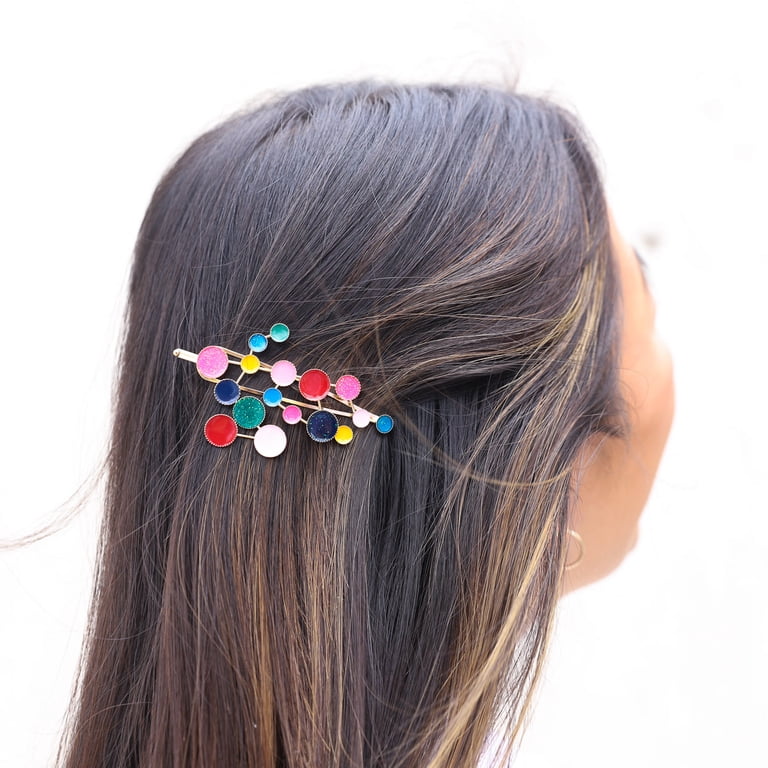 Hair accessory bundle of colorful barrettes and hair fork Amazon.com: 120 Pack Colorful Metal Snap Hair Clips, 2 Inch  main image 2