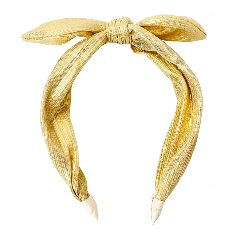 Gold Confetti Knot Velvet Headband Bugle Beads Handmade Knotted Turban Party Amazon.com : Knotted Sequin Headband - Wide Knot, Cute Gold  main image 3