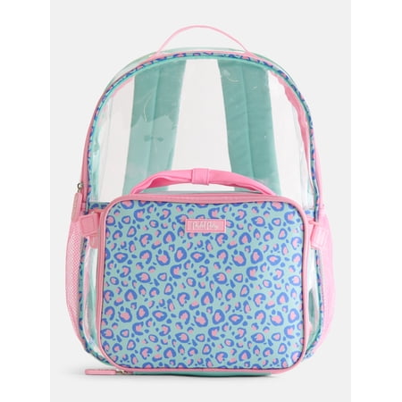 Packed Party Girls Leopard Clear Backpack and Lunch Bag Set