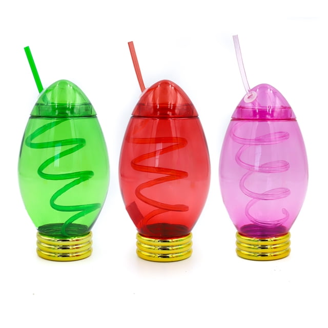 Packed Party Light-up Christmas Light Plastic Tumbler Set, Green, Pink