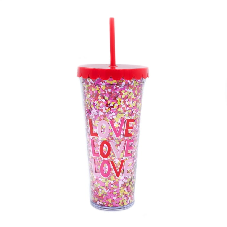 Straw Topper Heart Hot Pink Parade Glitter Shiny Studded Cup Tumbler  Toppers 