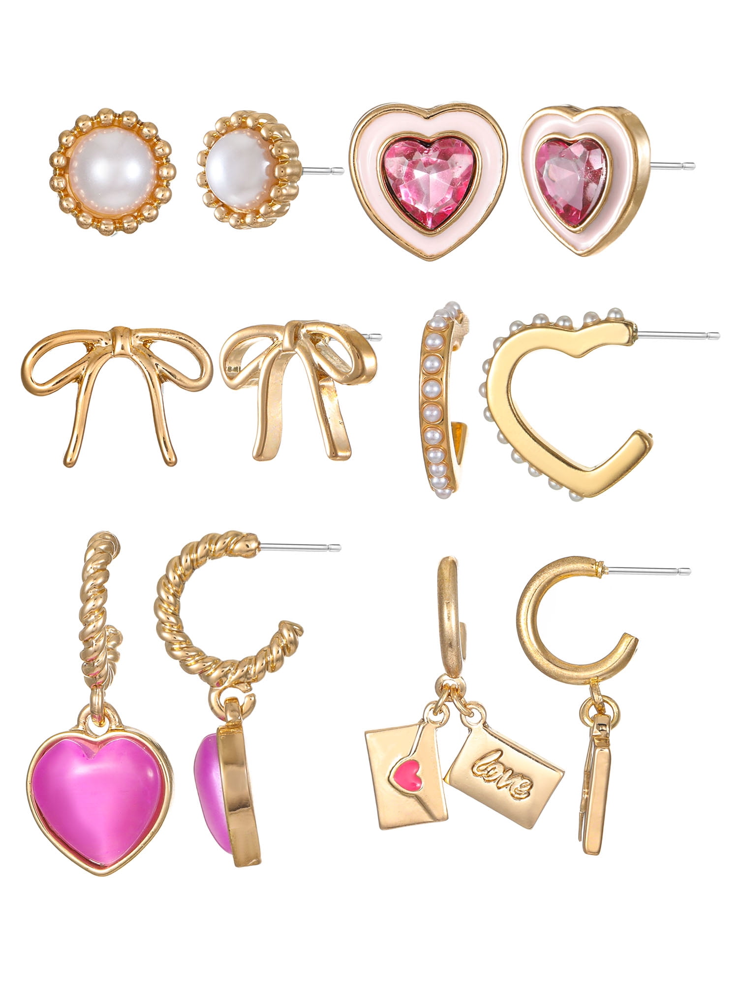 Packed Party Love Letters Earring Set, 6 Pairs
