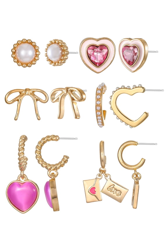 Love Letters Earring Set, 6 Pairs