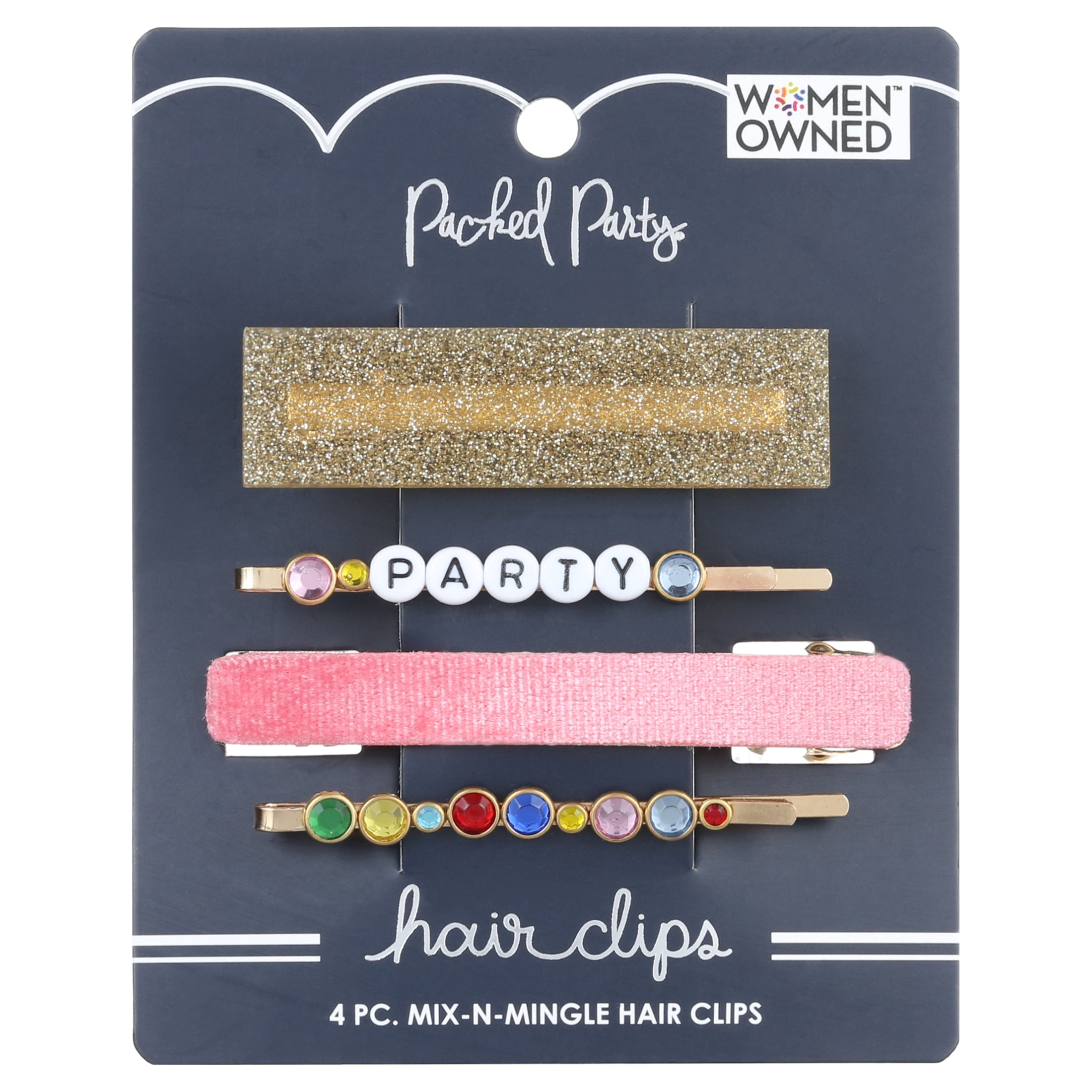 Packed Party “Mix-N-Mingle” Multi-Color Assorted Hair Clips, 4 Pieces ...