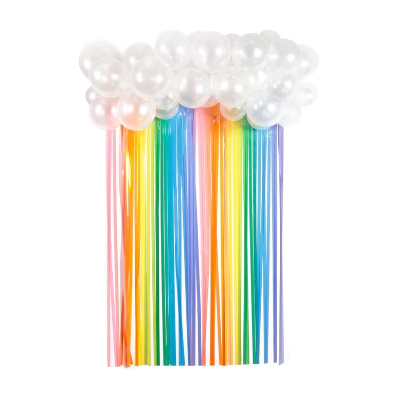 Rainbow Party Balloons Set – 4 Cloud Balloons & 1 Large Rainbow Shape, Party Decorations For Birthday, Celebration