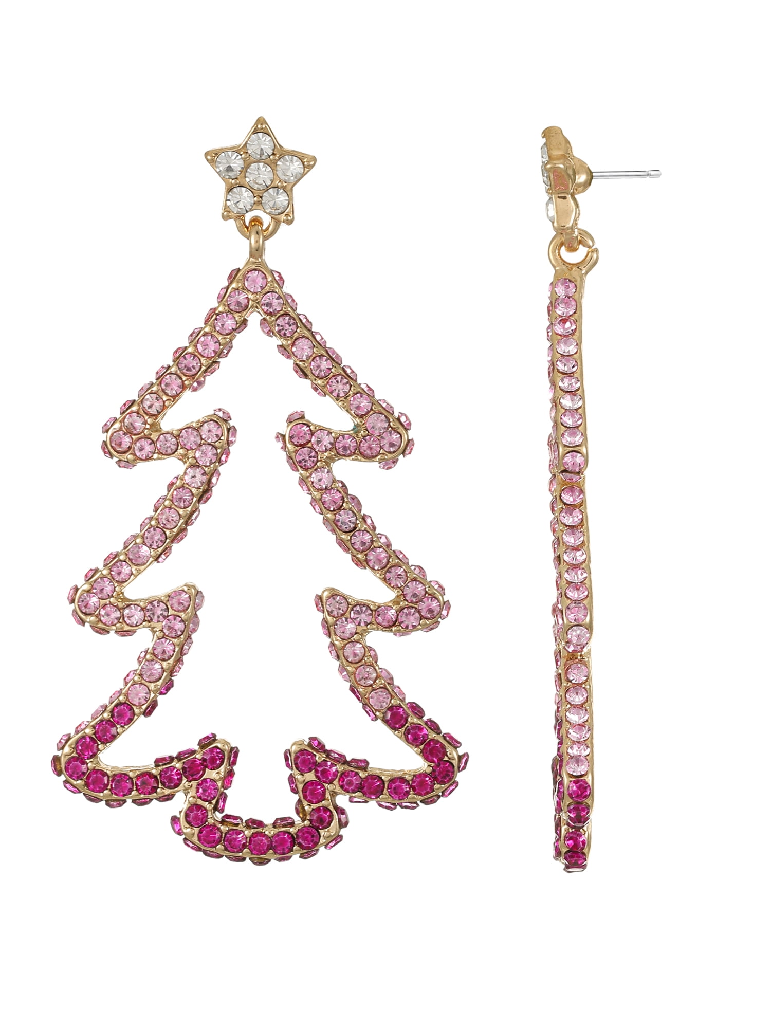 Packed Party Pink Christmas Tree Earrings
