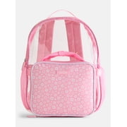 Packed Party Girls Floral Clear Backpack and Lunch Box Set, Pink