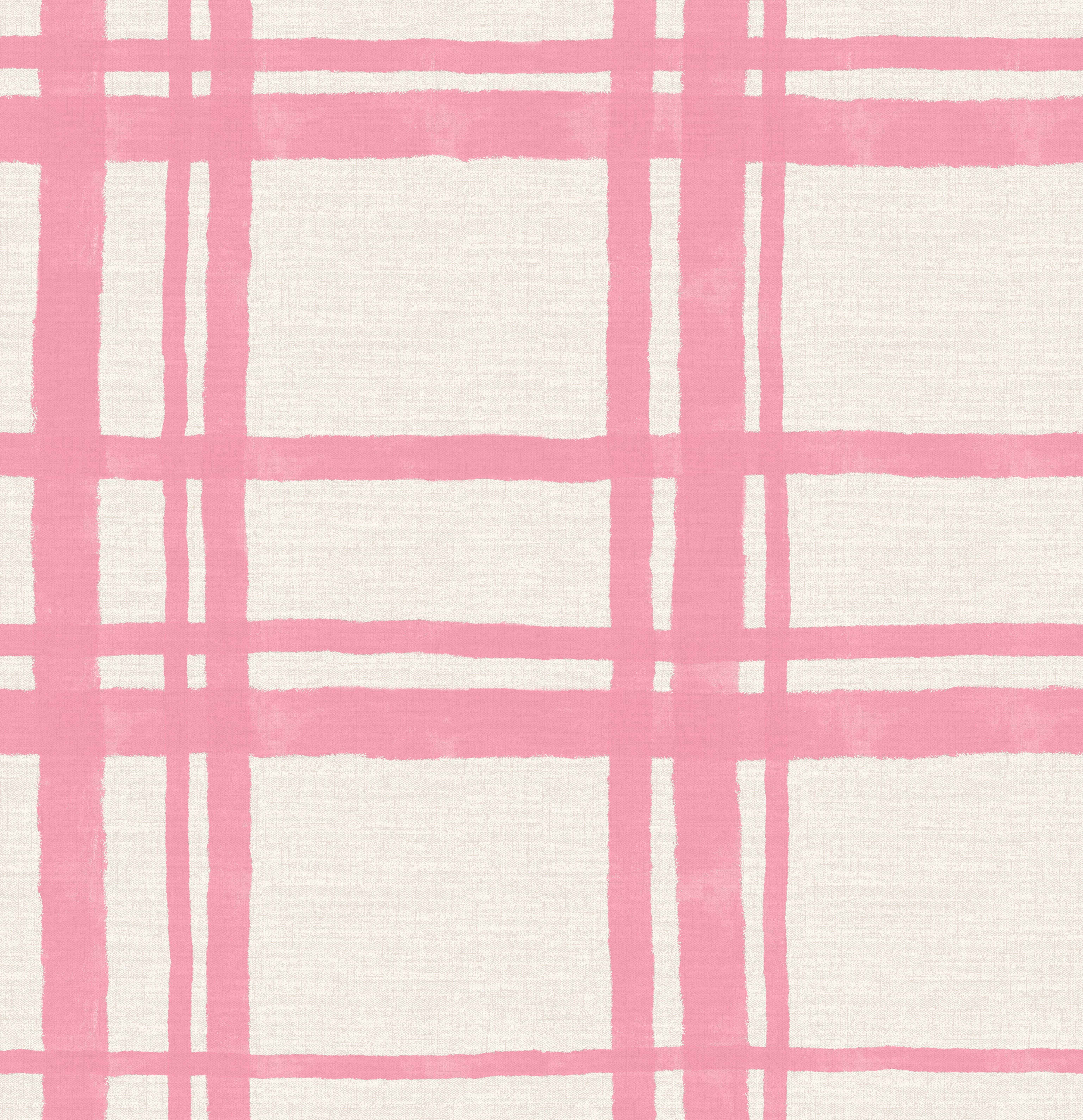 Packed Party Plaid Think Pink Geometric Vinyl Peel And Stick Wallpaper, 216-in by 20.5-in, 30.75 sq. ft.