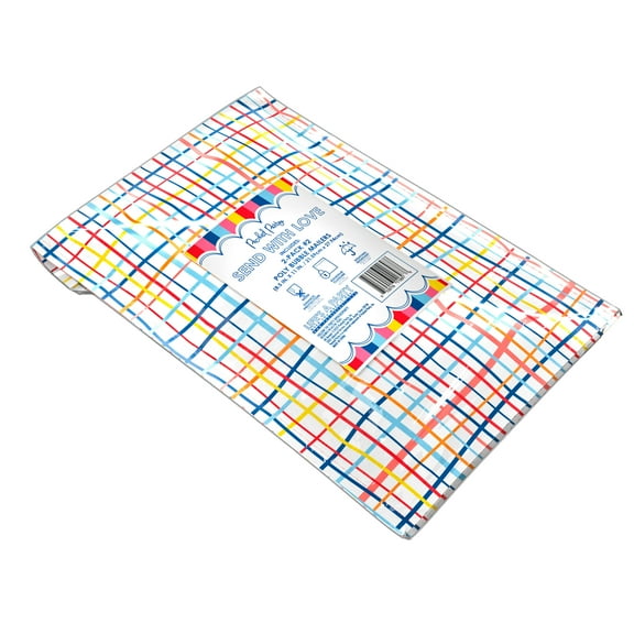 Packed Party, Poly Bubble Mailers, #2, 8.5" x 11", Grid Print, 2-Pack