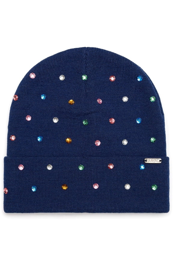 Shine Bright Rhinestone Beanie, Navy