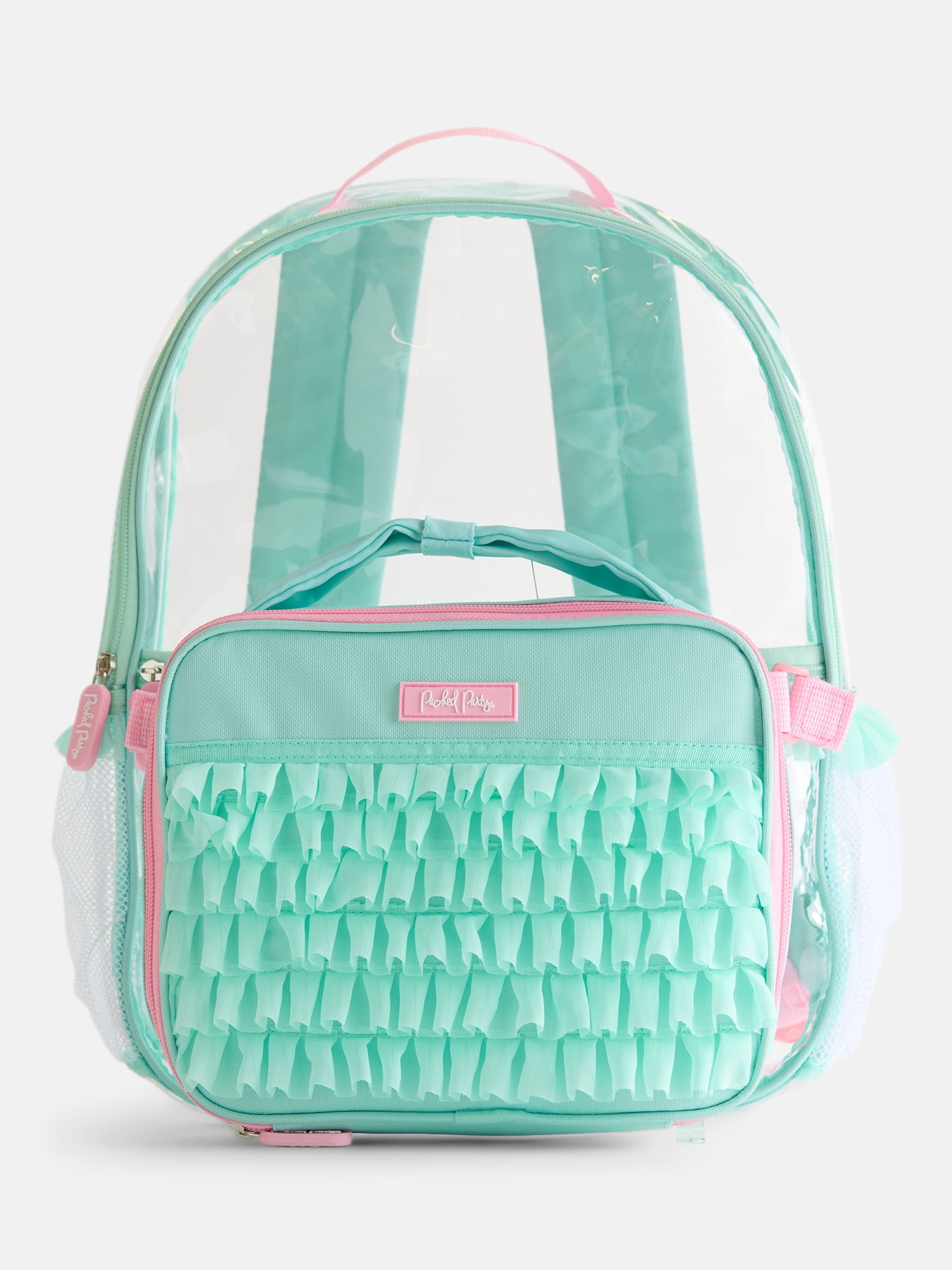 Girls Ruffles Clear Backpack and Lunch Box Set