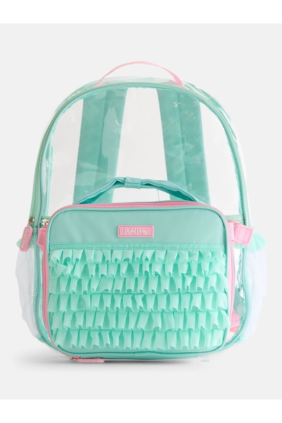 Girls Ruffles Clear Backpack and Lunch Box Set