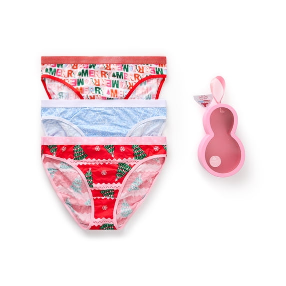Packed Party Women's Snowman Giftable Christmas, 3-Pack Bikini Panties, Sizes S-XXL