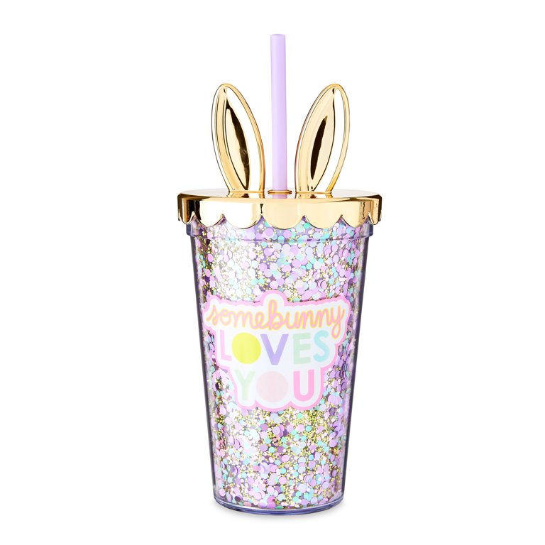 Packed Party Little Letters Confetti Water Bottle with Straw