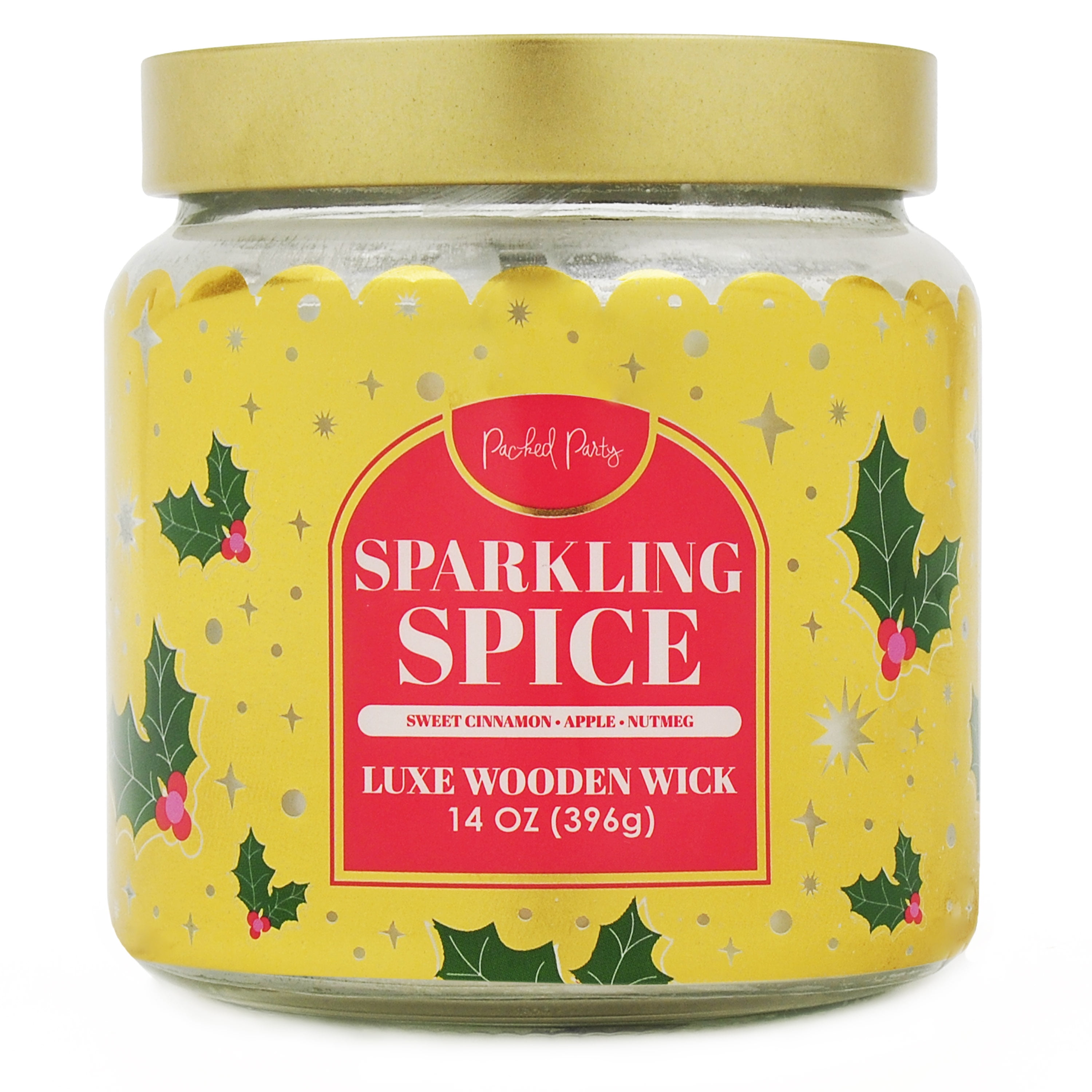 Packed Party Sparkling Spice Candle with Wood Wick, 14-Ounce