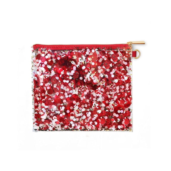 Packed Party Spirit Squad Confetti Everything Pouch Makeup Bag Travel BagCosmetic Bag for Women (Red)