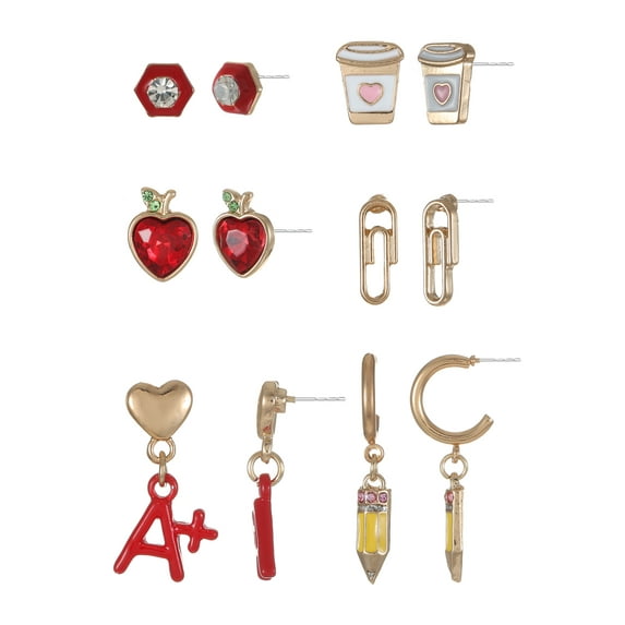 Packed Party Teacher Earring Set, 6 Pairs