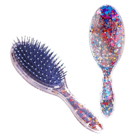 Packed Party "Throw Confetti" 8.25" Oval Detangling Hair Brush, Multi-Color, Soft Plastic Bristles