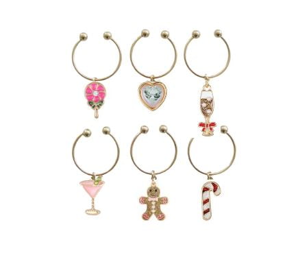 Western Winter Wine Charms, 6 Pieces