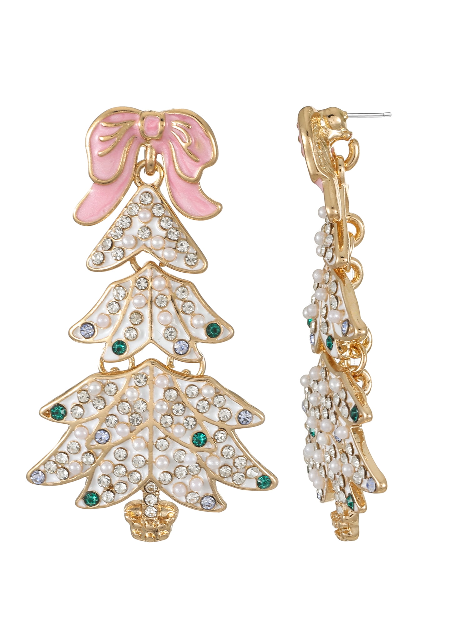 Packed Party White Christmas Tree Earrings
