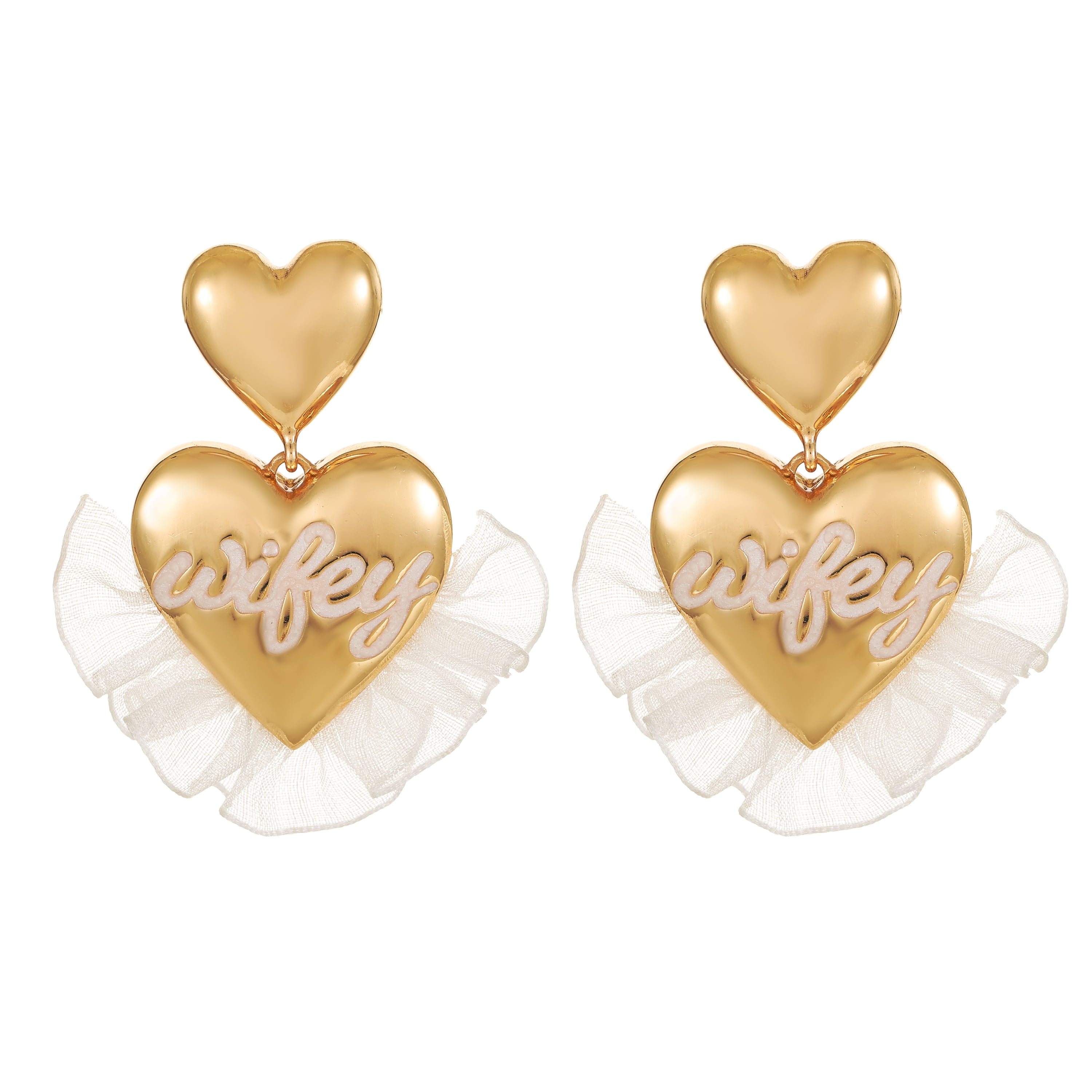 Packed Party Wifey Heart Tullle Earrings