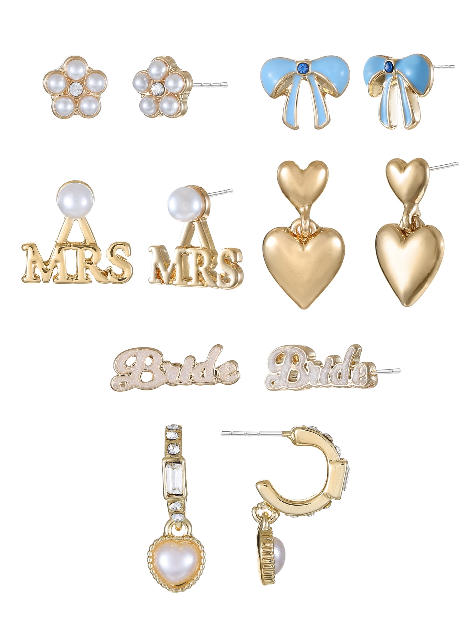 Packed Party Women's Bride-to-Be Earring Set, 6 Pairs