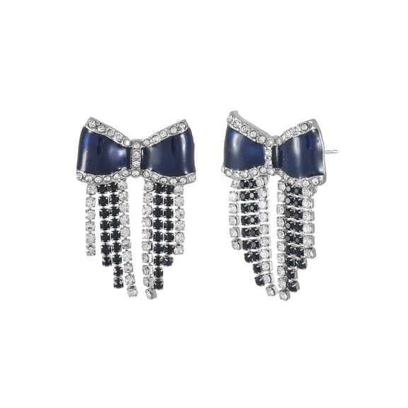 Packed Party Women's Denim Bow Dangling Stud Earrings, 1 Pair