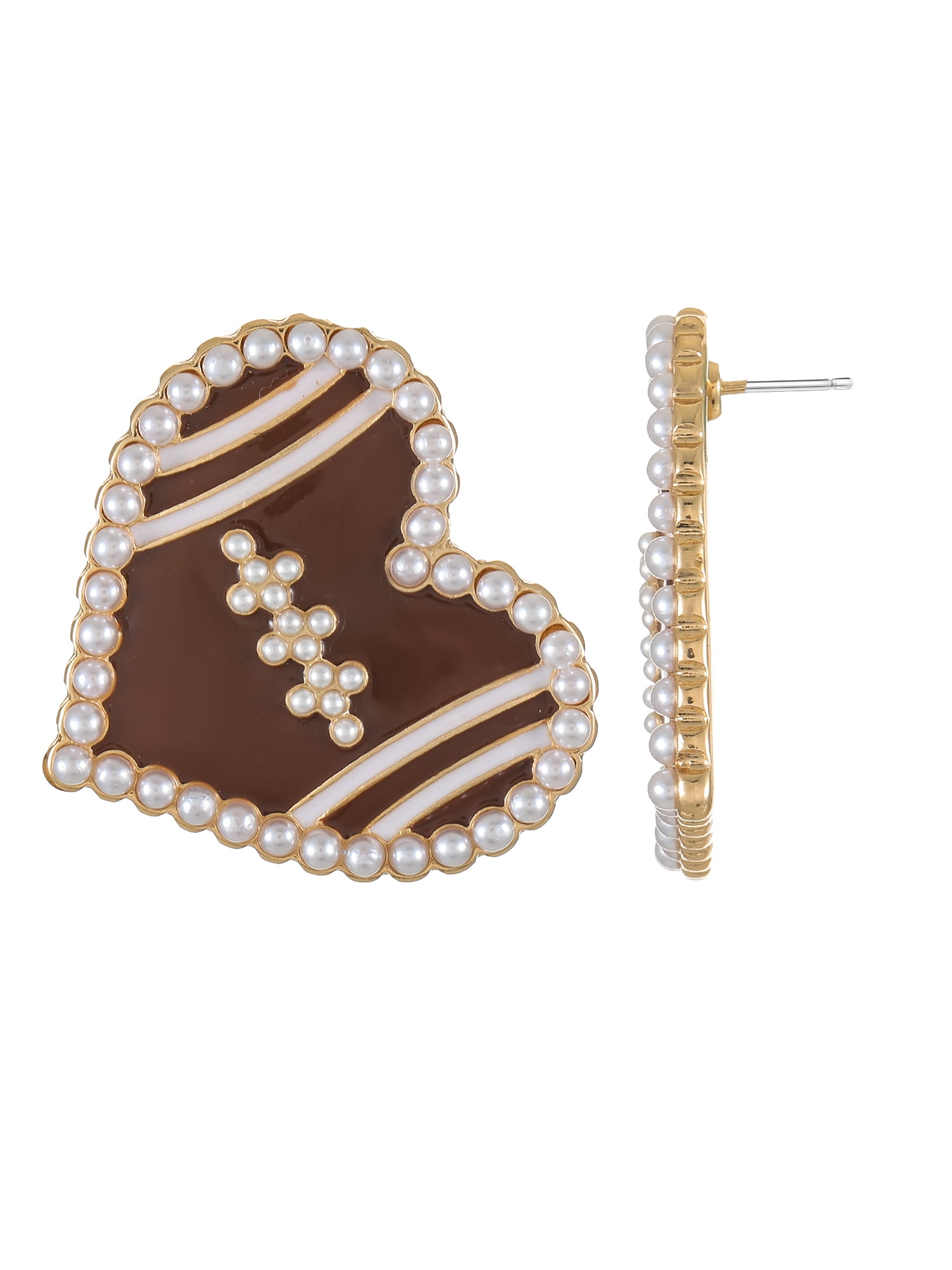 Packed Party Women's Football Heart Stud Earrings, 1 Pair
