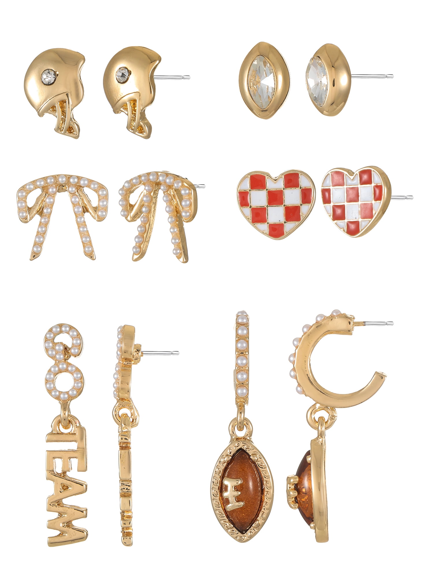 PACKED PARTY Women's Football Party Earring Set, 6 Pairs