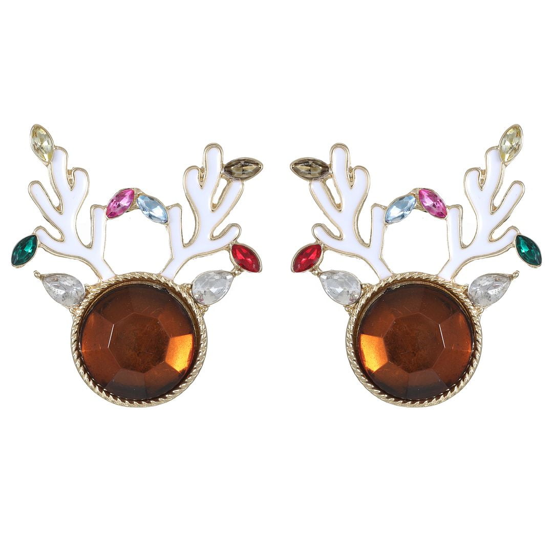 Packed Party Women's Goldtone Oh-Deer Reindeer Antler Motif Earrings ...