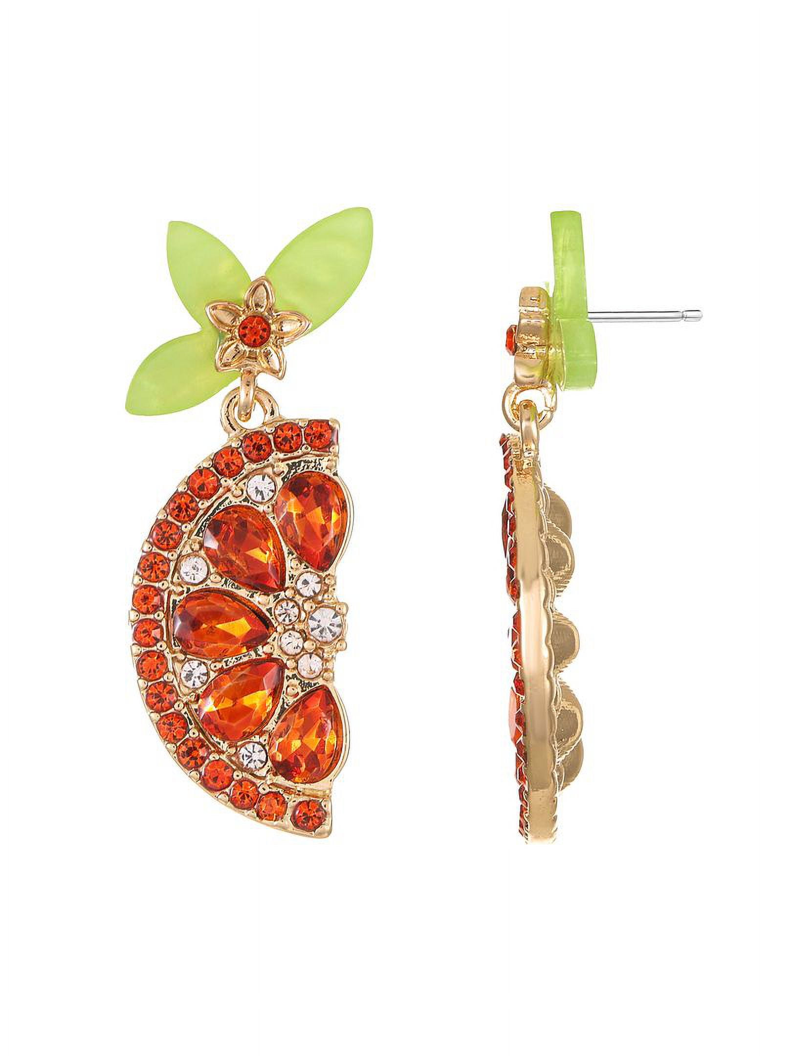 Packed Party Women's Goldtone and Crystal Grapefruit Fizz Earrings