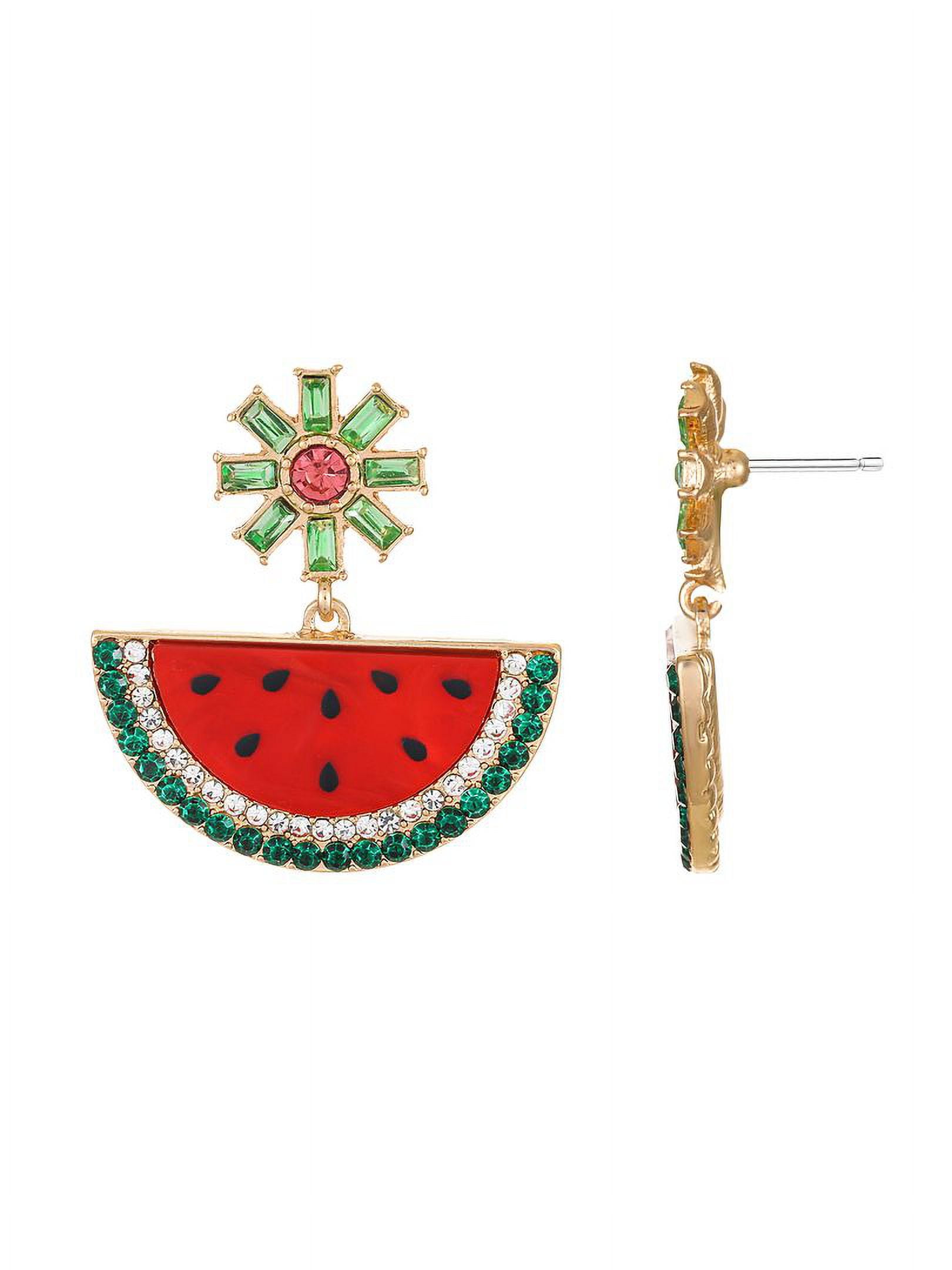 PACKED PARTY Women's Goldtone and Crystal Watermelon Crush Earrings