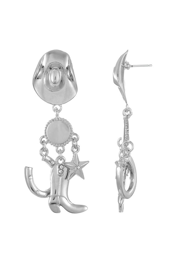 Women's Silver Spur Cowgirl Earrings, 1 Pair